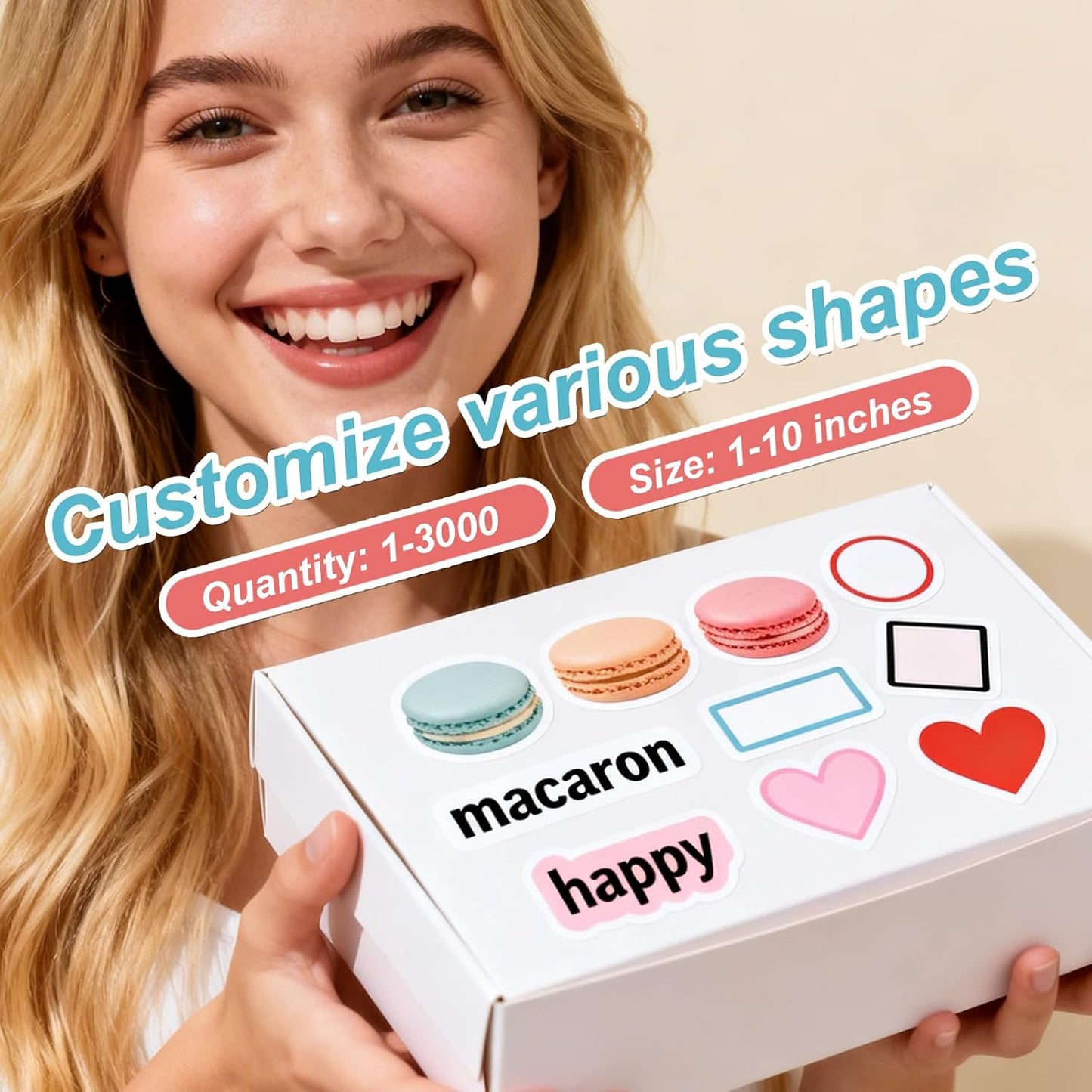 Skiennix Custom Vinyl Stickers Roll - Personalized Business Labels, Waterproof & Dishwasher Safe