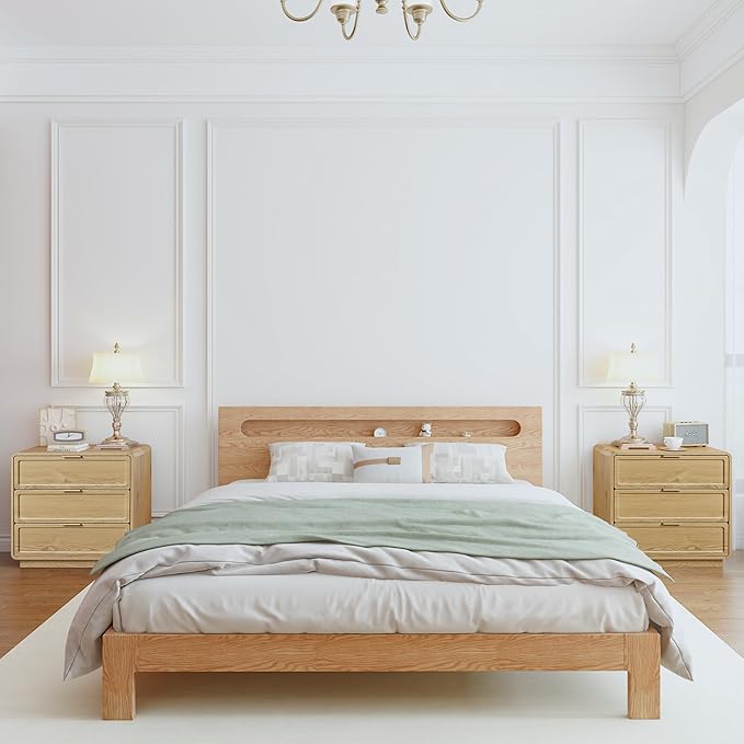 Turtle&Myrtle Modern 3 Drawer Dressers for Bedroom, 26'' Wide Wood Nightstand w/3 Storage Drawers, End Table, Dresser & Chest of Drawers with Curved Profile for Living Room Entryway, Natural