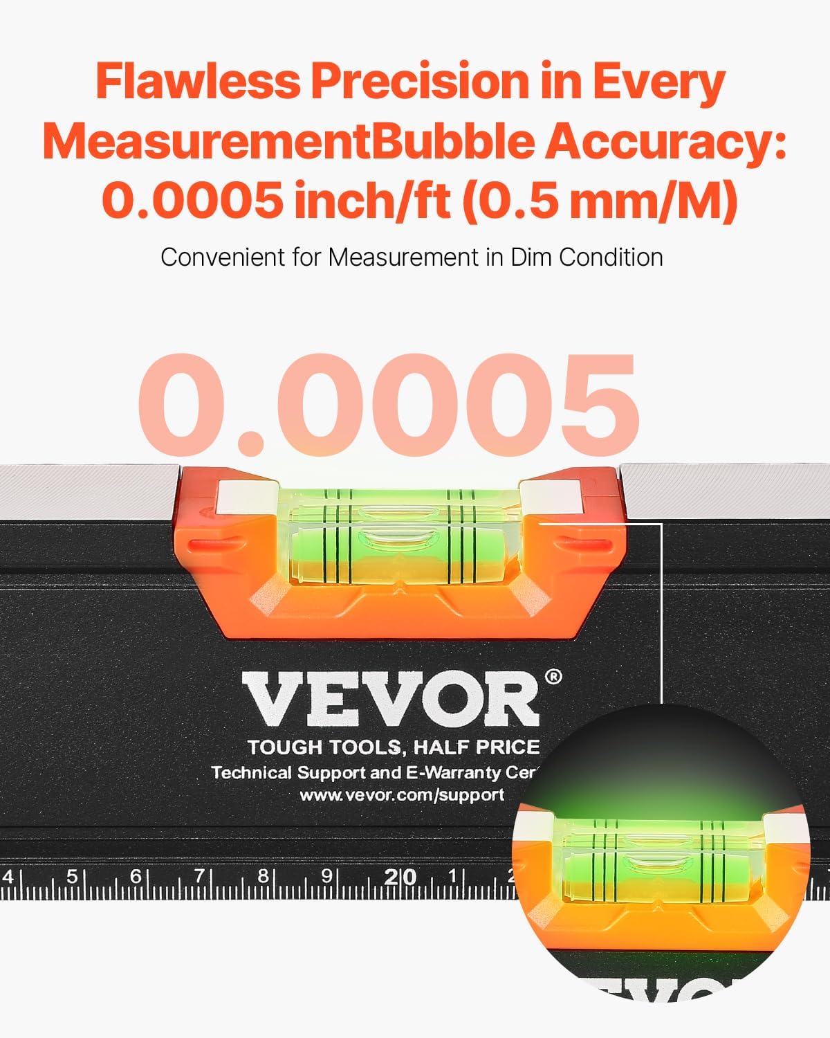 VEVOR 6-Piece Magnetic Torpedo Level Set - Shock-Resistant Aluminum Alloy with Bubble Vials | 10-78 Inch Sizes