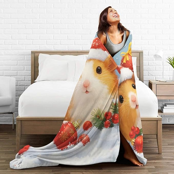 Guinea Pig Blanket Cute Christmas Guinea Pig Throw Blanket Soft Cozy Fleece Fuzzy Stuffed Plush Flannel Gifts for Girls Women Boys Kids Adults 40''x50''