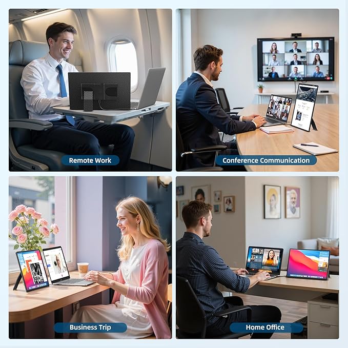 Portable Monitor, 16 Inch 1200P FHD Laptop Screen Extender Dual Monitor, 360° Rotating Detachable Stand Plug n Play, Ultra Slim Zero Frame, Travel Portable Screen for Laptop/PC/Mac/Windows/PS5