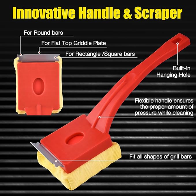 Grill Brush Bristle-Free – Steam Cleaning – Includes 2 Extra Brush Head – Heavy-Duty Barbecue Scraper,Red