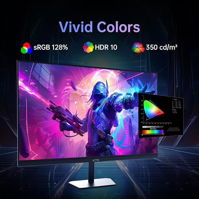 KTC 24.5'' Gaming Monitor 180Hz,Fast IPS 1080P 1 ms, 128% sRGB HDR10,Freesync,HDMI x 2 /DP x 1,VESA,Tilt Adjustable,Xbox PS5 Switch (HDMI Cable Included)