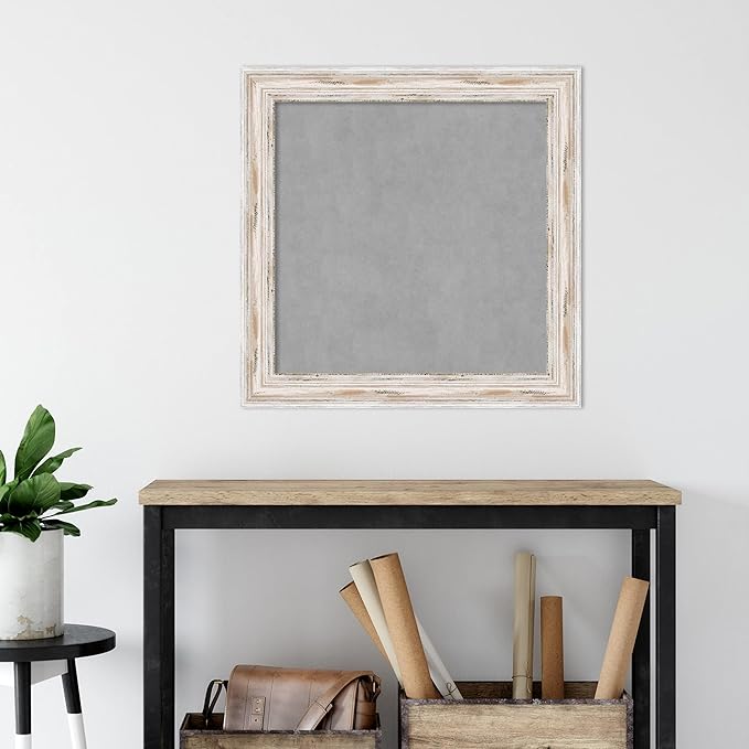 Amanti Art White Framed Magnetic Board 29x29 Medium Vision Board for use with Magnets, 100% Metal Sheet to Display Items as Office Decor or for Home Organization in mudroom, Kitchen or Kids Room