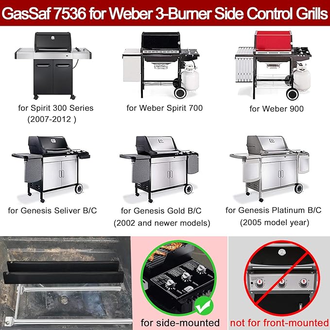 GasSaf 22.5 Flavorizer Bars 7536 for Weber Spirit 300 Side 3-Burner Grills, Spirit E/S-310, Spirit E/S-320, Spirit 700, Weber 900, Genesis Silver/Gold B C, Porcelain Grill Bars for Weber 7537 65903