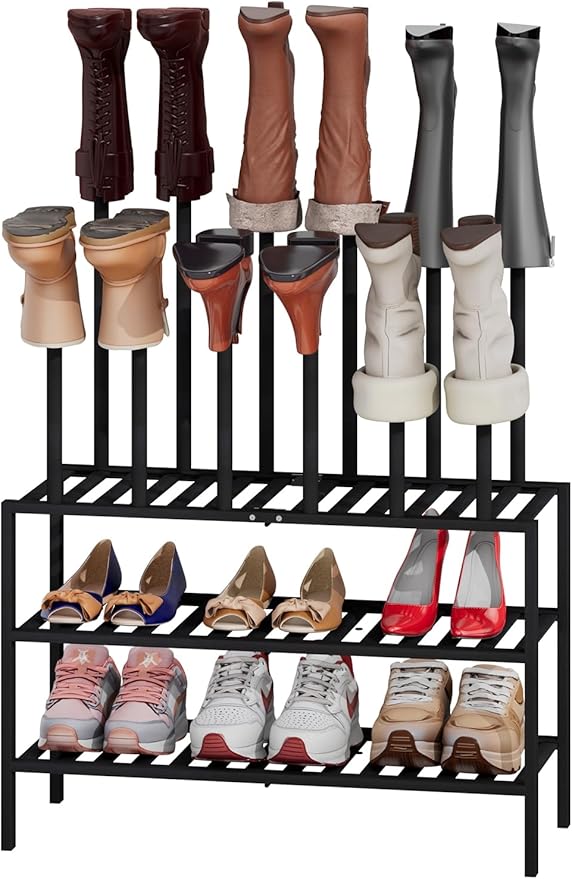 kiplant Tall Boot Rack Organizer - Bamboo Wood Boot Rack Shoe Rack for Entryway & Closet, Holds 6 Pair Tall Boots