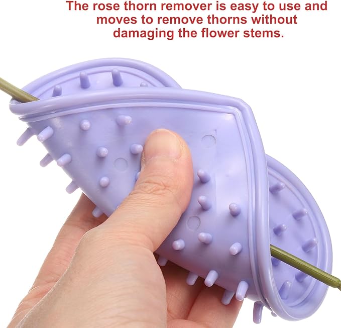 HARFINGTON 2pcs Rose Thorn Stripper Tool Set 5.5" 4.7" ABS Plastic PVC Flower Thorn Leaf Remover Flower Stem and Leaf Stripping for Gardening Home Florist, Green, Purple