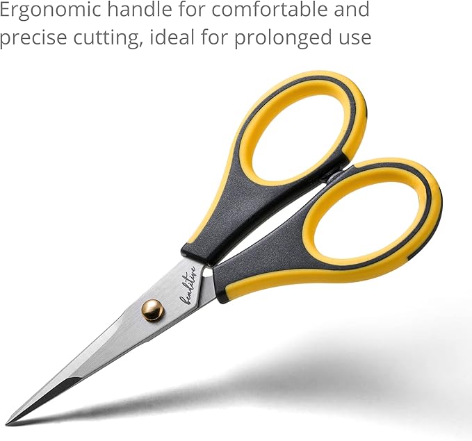 Beaditive Precision Craft Scissors - Stainless Steel Blades With Safety Cap - Ultra Sharp Tip & Non-Slip TPR Handles - For Adult & Kid Paper Crafting, Scrapbooking, Home, Office, and School Use