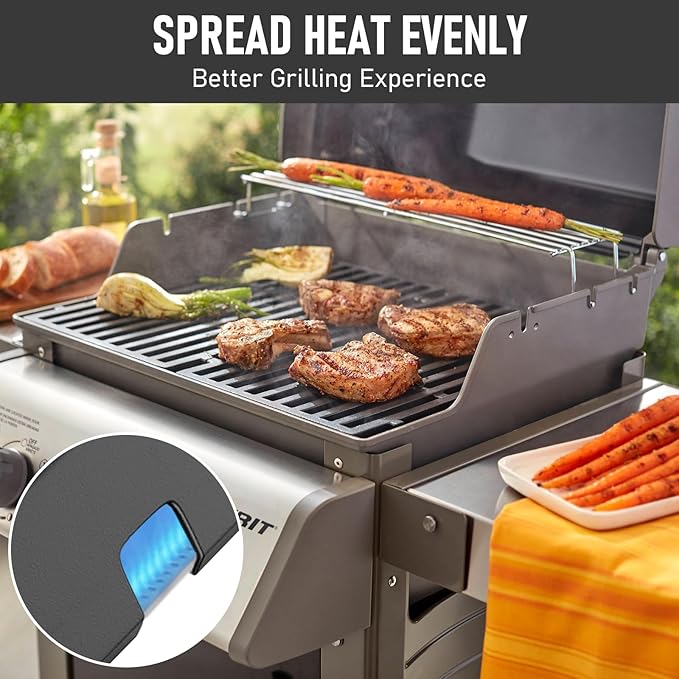 Uniflasy for Weber Spirit 2 Grill Parts, 15.3" Flavorizer Bars for Weber GS4 I & II 200 Series, Spirit II E210 S210 E215 E220 S220 with Front Mounted Control Grill, 16GA All-Black Enamel Heat Plates