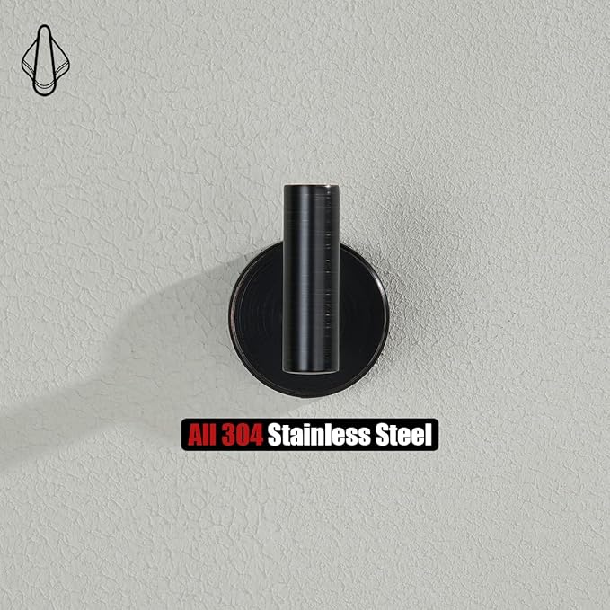 JQK Bathroom Towel Hook Oil Rubbed Bronze, 304 Stainless Steel 0.8mm Coat Robe Clothes Hook for Bathroom Kitchen Garage Wall Mounted (Pack of 2), TH100-ORB-P2