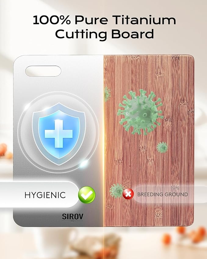 Titanium Cutting Board, 100% Pure Titanium Cutting Boards For Kitchen, Best Non Toxic chopping board, Dishwasher safe, Hygiene and Durability for Meat, Fruit, and Vegetables (12.6L*8.1W)