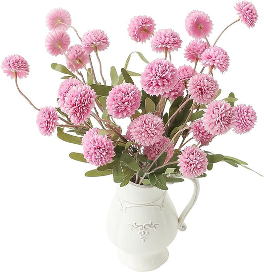 Floroom 6pcs Fuchsia Pink Faux Silk Mums Artificial Flowers, Bulk Fake Small Mini Chrysanthemums with Stems for DIY Wedding Centerpieces Floral Arrangements Vase Fillers Home Decorations