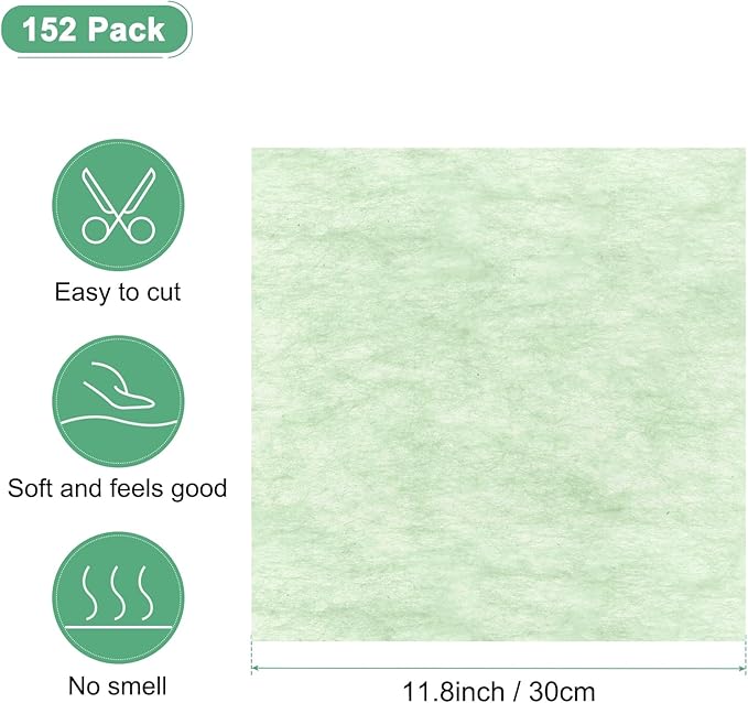 M METERXITY 152-Sheet Korean Cotton Wrapping Flower Paper, 11.8 Inch/ 30cm Waterproof Floral Wrapping Cotton Paper for Bouquets/Gift Packaging [Light Green]