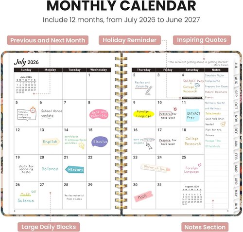 Academic Planner 2026-2027 by [Brand Name] | Hardcover Monthly & Weekly Agenda - A4 (8.5" x 11") - Garden Design