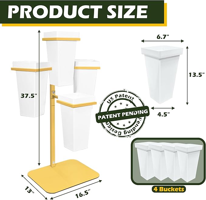 PROLEE Flower Display Stand with Buckets, Wedding Flower Cart Display Stand with Wheels,Flower Stand for Wedding Party, Events and Garden Decor (White)