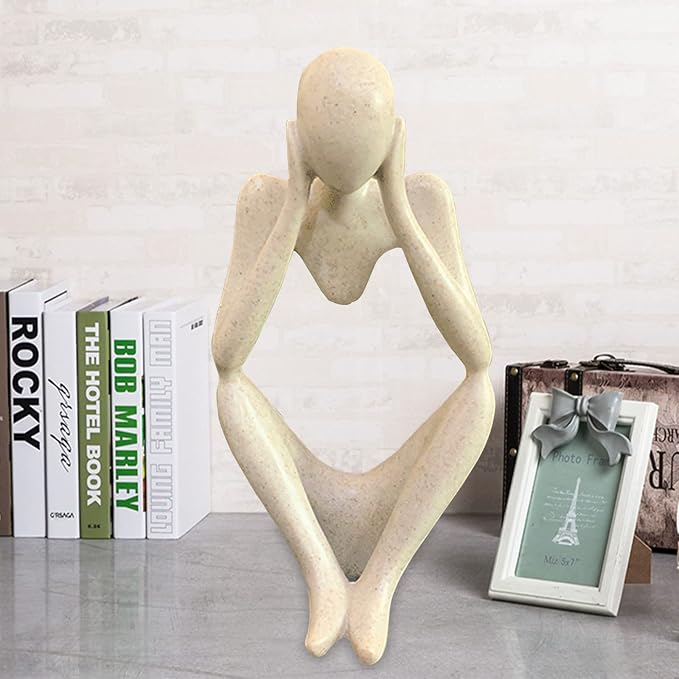 Thinker Statues And Sculptures, Sandstone Resin Thinker Statue Ornaments, Abstract Style Sculptures, Housewarming Gifts, Housewarming Decorations, Living Room Dining Desk Decorations (Middle, Large)