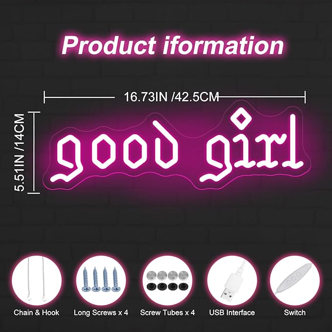 Good Girl neon sign, Good girl Romance club, Book lover, gift for girl, home bedroom decor, nursery wall decor, Dark Romance, gothic decor, Midwest Princess Tour Decoration, Christmas WlW Pride Gifts