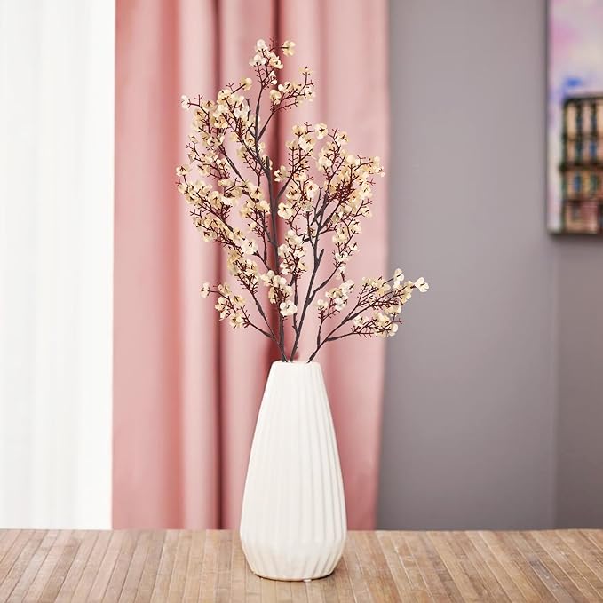 Yastouay 5 Pcs Fake Flowers Artificial Flowers, Real Touch Silk Flowers Faux Artificial Flowers for Decorations, Champagne Babys Breath Artificial Flowers Bulk for Spring Decor Floral Arrangement