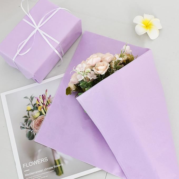 BEISHIDA 100 Sheets Purple Tissue Paper Bulk, Wrapping Tissue Paper for Gift Bags, 14 x 20 Inch Gift Wrap for Birthday Wedding Graduation DIY Crafts Holiday Flowers
