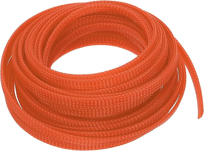 uxcell PET Expandable Sleeving 20ft 1/4" Orange Cable Management Sleeve Cord Organizer for Wrap Protect Cable