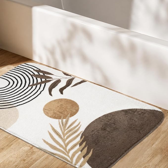 Bathroom Rugs Non-Slip Boho Bath Mat, Small Cute Bath Mat Soft Washable Bathmat Shower Rug for Bathtub Boho Decor
