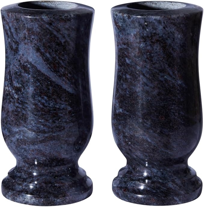 Cemetery Granite Vase for Grave, Natural Stone Heavy Headstone Flower Holder.