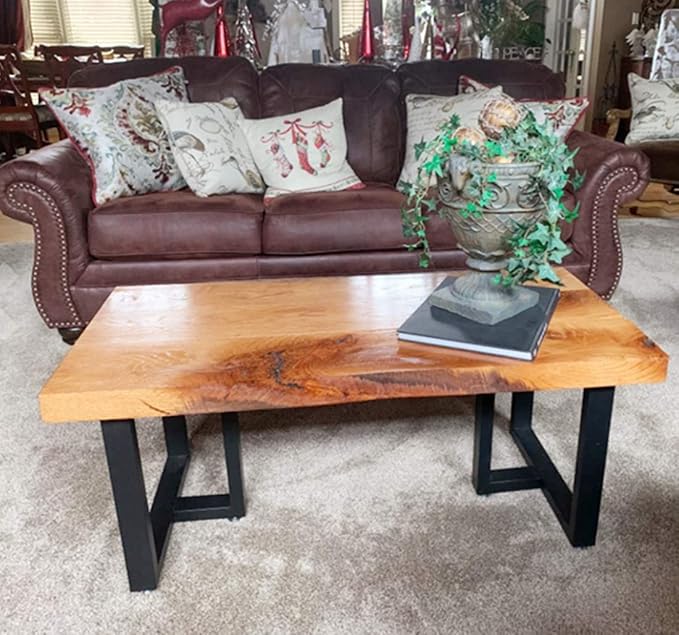 TIEOU 16 Inch Metal Coffee Table Legs Furniture Legs Heavy Duty Desk Legs Table Leg, DIY Bench Legs (Without Plank)