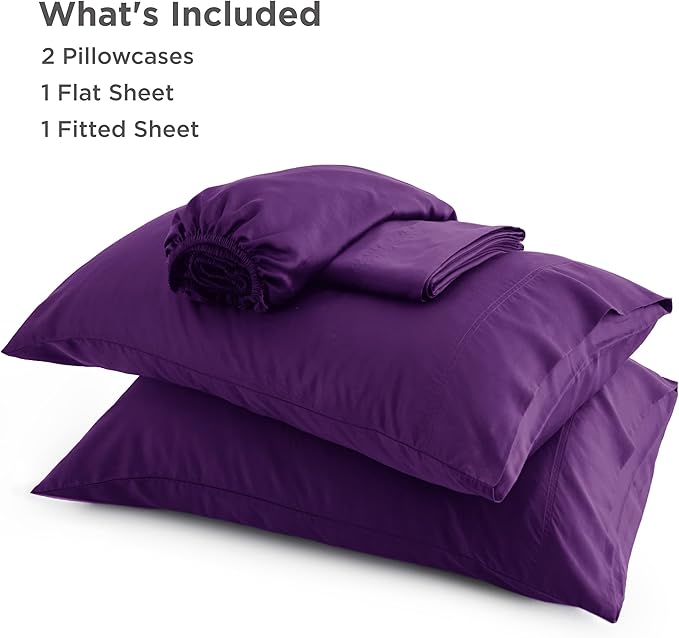 Bedsure California King Sheet Sets, Cooling Sheets for Hot Sleepers, Rayon Derived from Bamboo, Breathable & Soft, Deep Pocket Up to 16 Inches, Hotel Luxury Silky Bedding, Plum