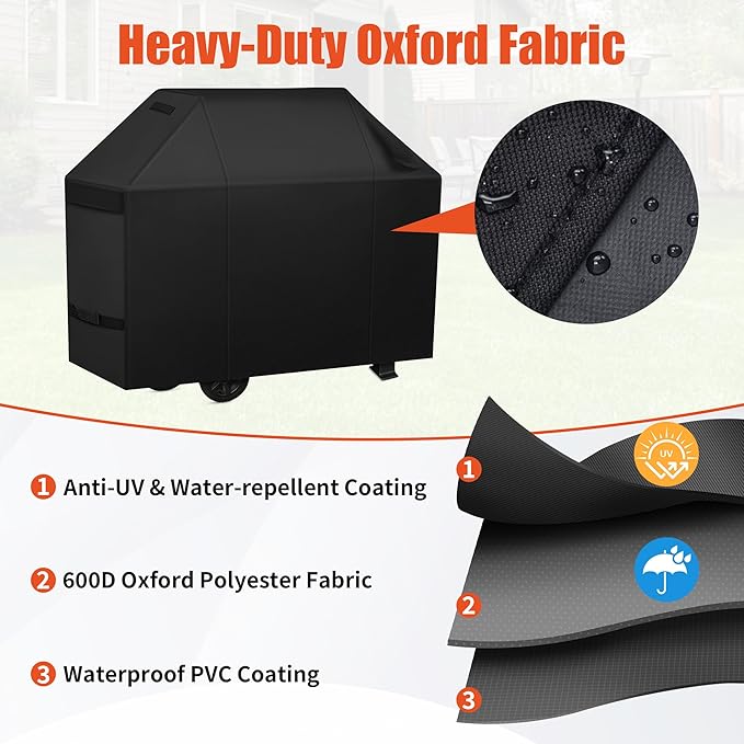 iCOVER Grill Cover 82 inch, BBQ Grill Cover for Outdoor Grill, 600D Heavy Duty Waterproof BBQ Cover, Anti-UV Barbecue Cover, Large Barbecue Gas Grill Cover for Weber, Char-Broil, Nexgrill, etc