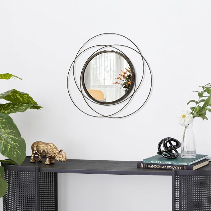 Circle Mirror Wall Decorative Metal Wall Mirror, Art Small Round Wall Home Mirror, Decor Living Room Bedroom Bathroom Entryway 12"