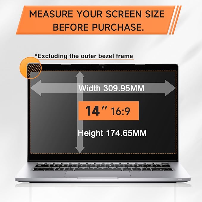 360° Privacy Screen for Laptop 14 Inch 16:9, 4 Way Computer Monitor Privacy Shield, Anti Glare Blue Light Filter Compatible with Lenovo Hp Dell Acer Asus Thinkpad Envy Xps