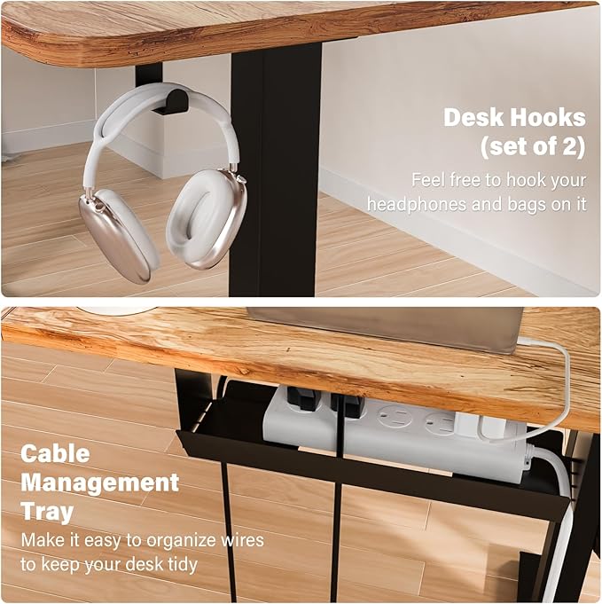 63 x 55 inch L Shaped Standing Desk, Corner Computer Desk, Electric Adjustable Height Stand Up Table, L Sit Stand Desk for Home Office Gaming, Light Rustic