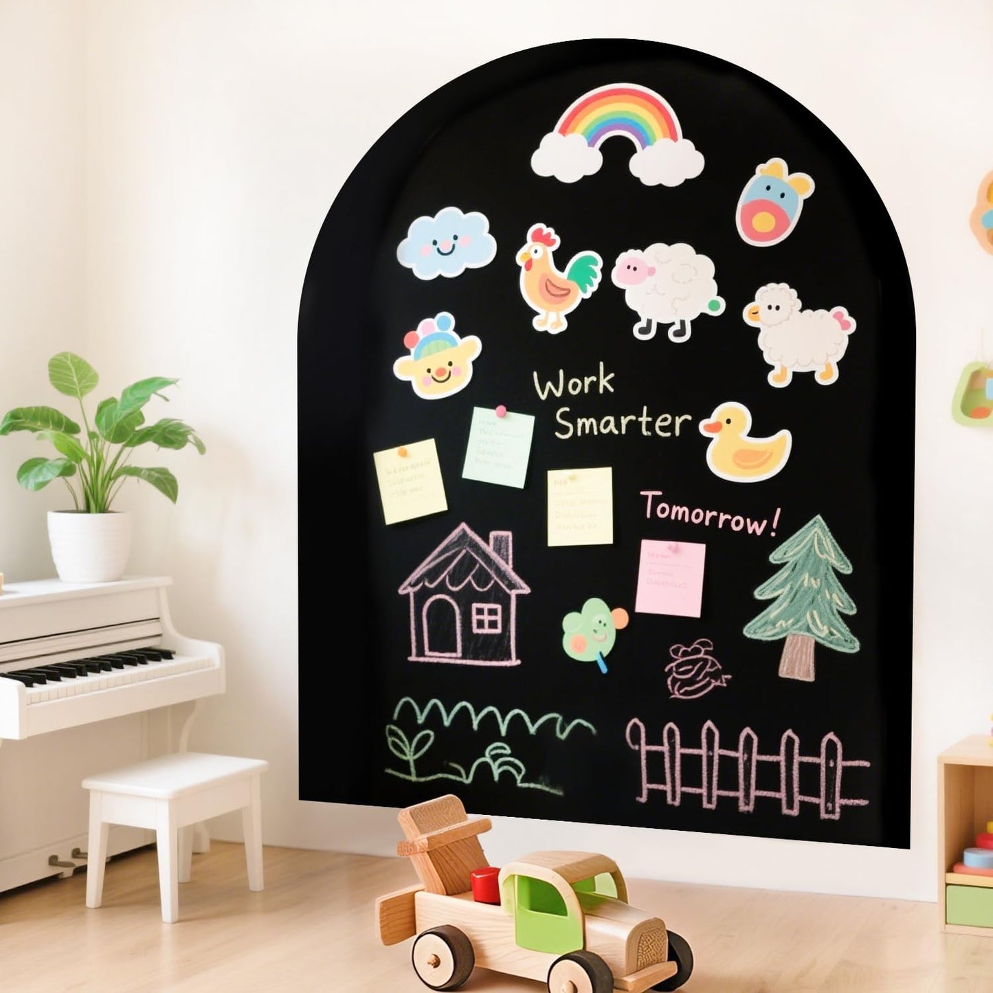 Skiennix Magnetic Wall Decal - 40x32 Inches Black Chalkboard with Accessories for Home & Playroom