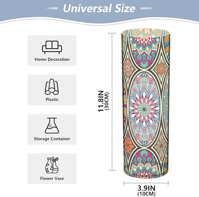 Vase Plastic Vase Elegant Cylinder Flower Vase Shatterproof Decorative Centerpiece for Home Table Office Weddings Events (11.8 x 3.9 in)