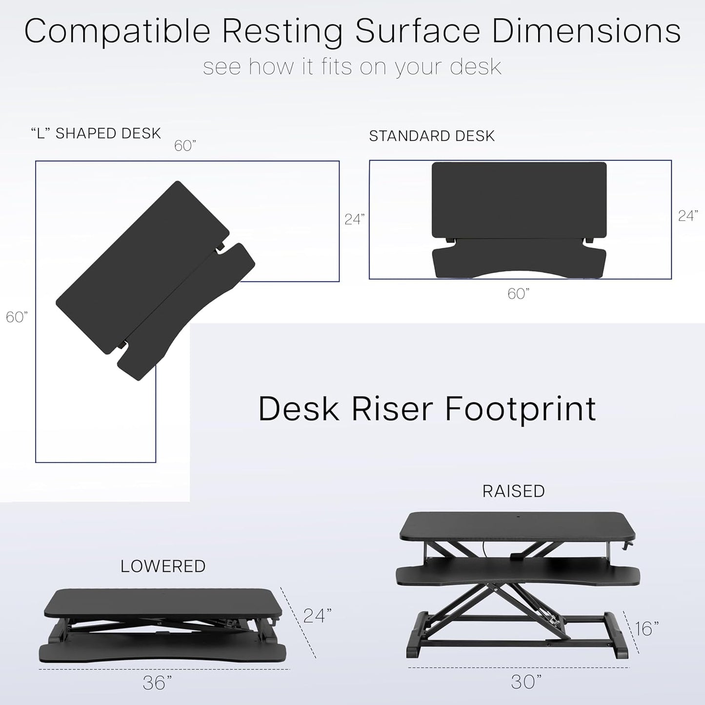 VIVO Height Adjustable Desk Converter - 36 Inch Sit to Stand Riser for Dual Monitors | Rustic Brown Top, Black Frame