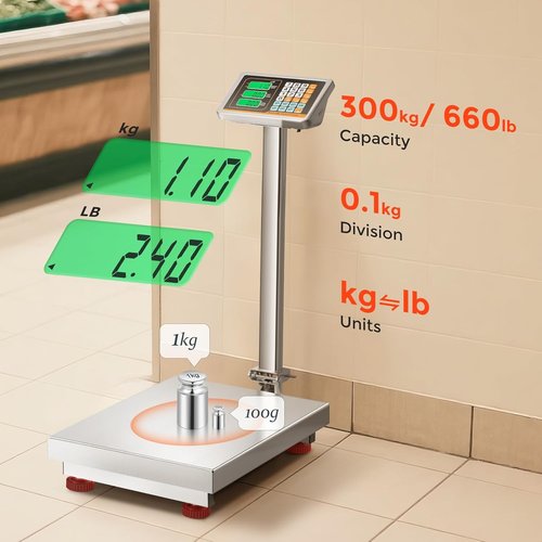 Bonvoisin Digital Platform Scale - Heavy Duty 660LB Stainless Steel Scale for Packages & Luggage | 20.4” x 16.5”