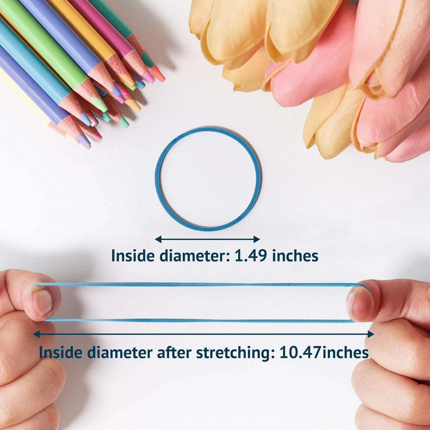 Zelin Colorful Rubber Bands - 100 Pcs for Crafts, Money, Office Use | Versatile & Durable