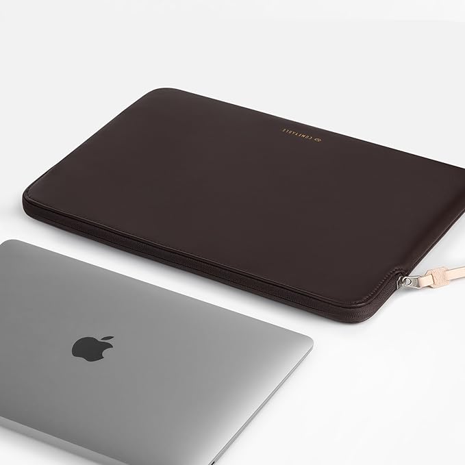 Comfyable Slim Protective Laptop Sleeve Compatible with 13/13.3/14 Inch MacBook Air & MacBook Pro, Mac Travel Case, Laptop Pouch, Slim PU Leather Cover M5/M4/M3/M2/M1 2025-2021, Chocolate