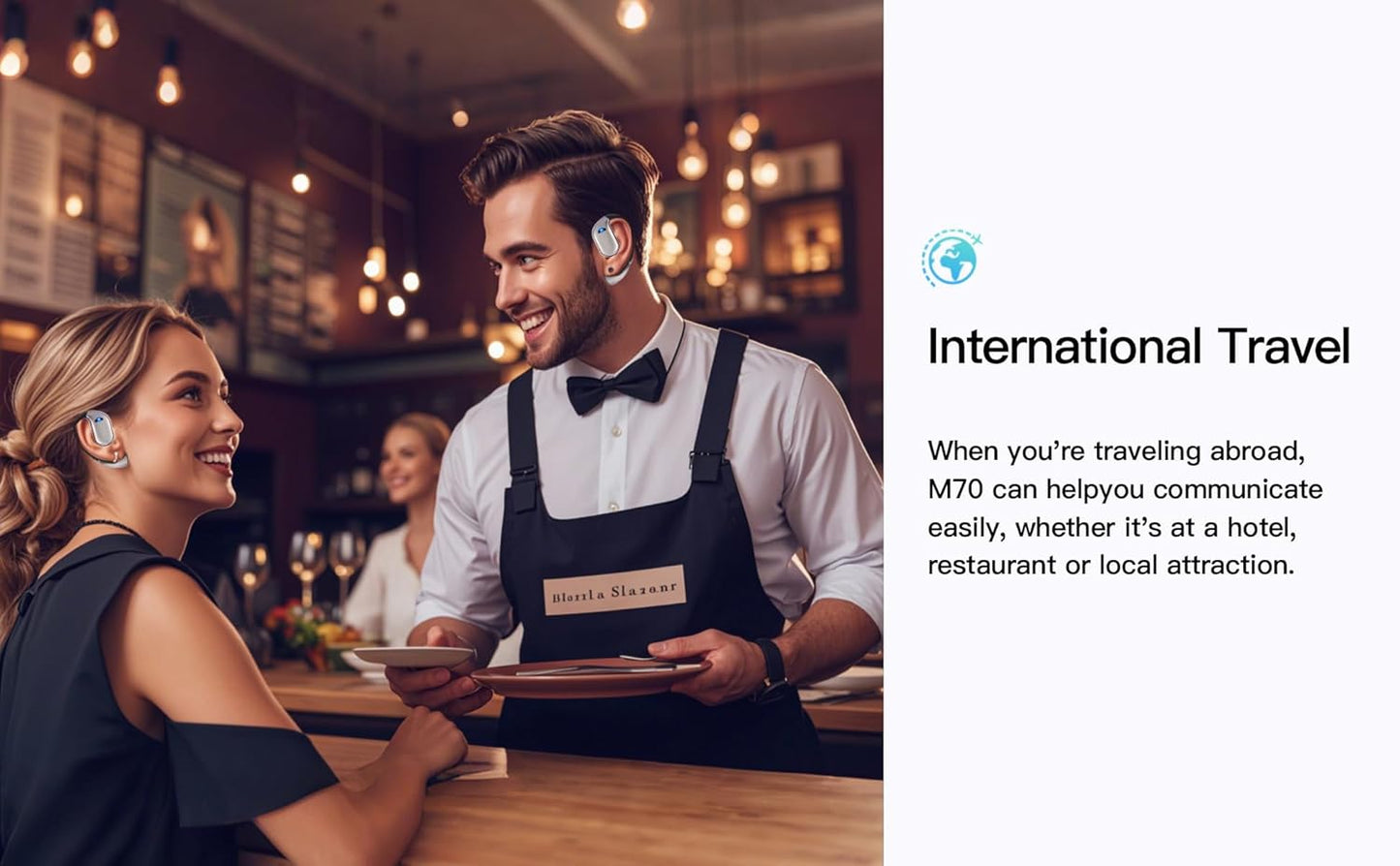 Skiennix Language Translation Earbuds - 3-in-1 Real-Time Translator for 144 Languages | M75 Milk White