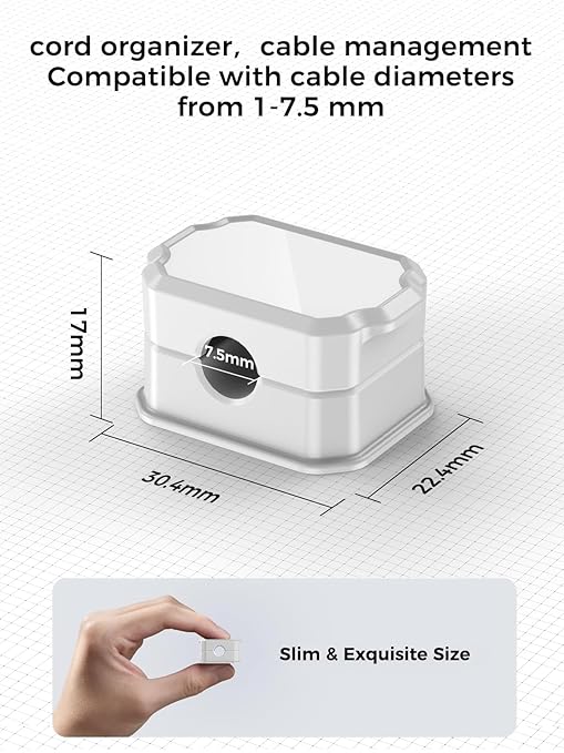 6 Pack Elastic Cable Clips [auto Tighten] Cable Holder, Desk Cable Management, Cord Organizer for Home Office Desk Phone car Wall Mounted Desktop nightstand Cable Management（White