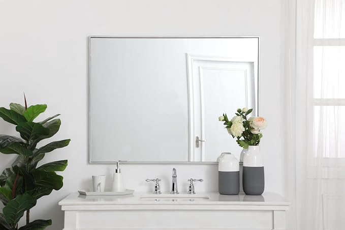 Elegant Decor Eternity 40" x 30" Contemporary Metal Frame Mirror in Black