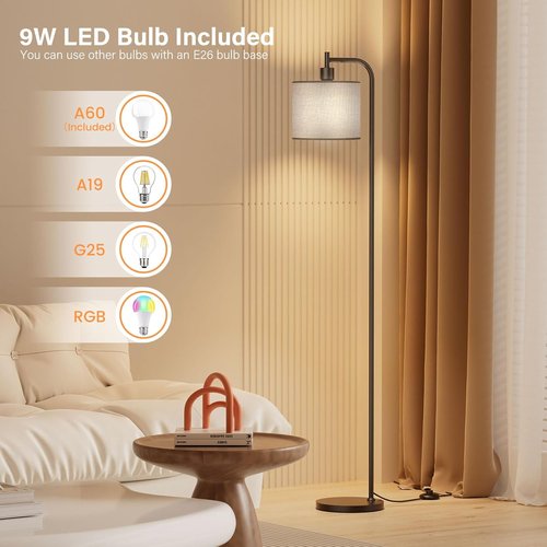 SIBRILLE Dimmable Floor Lamp - Modern Tall Standing Lamp with Remote & 3 Color Temperatures | Linen Shade