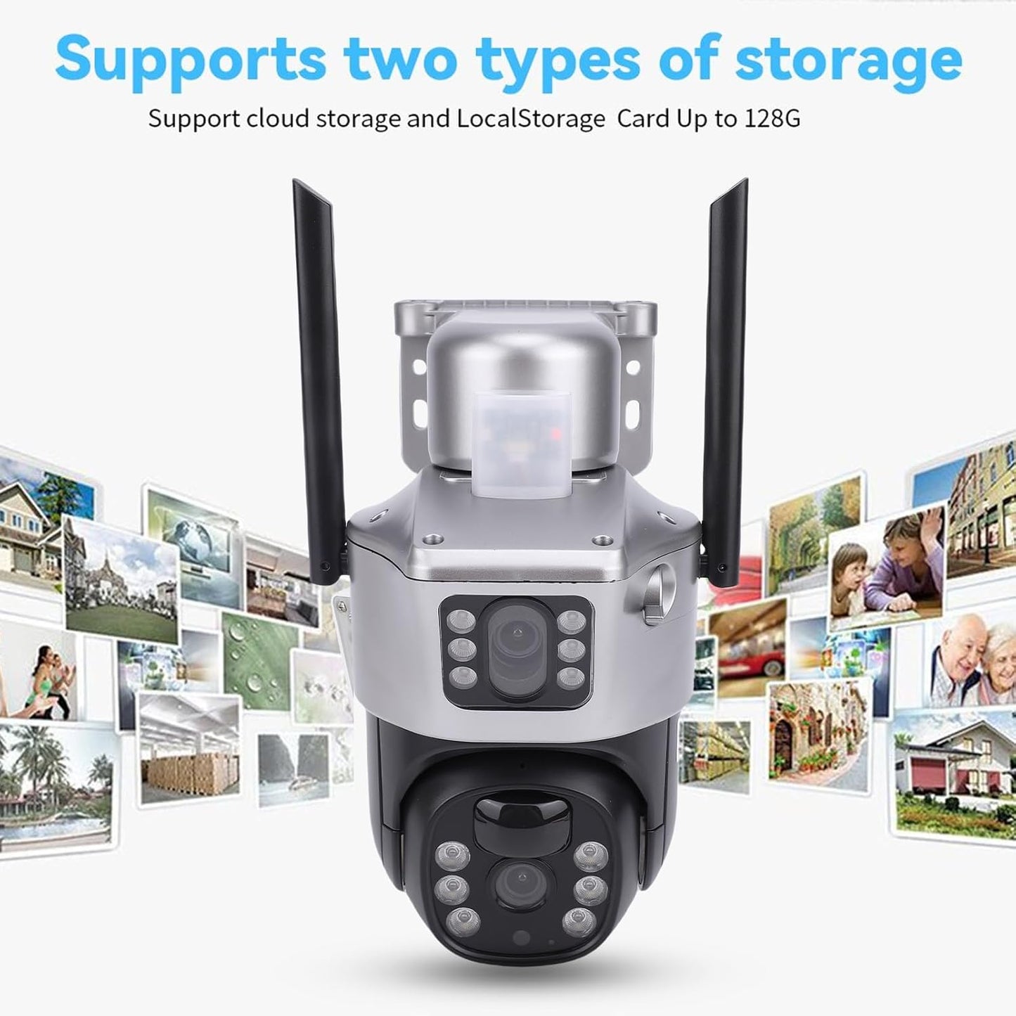 Yoidesu 4G LTE Solar Security Camera - Outdoor Wireless IP66 Dual Lens PTZ with 2K Motion Detection & Two-Way Audio