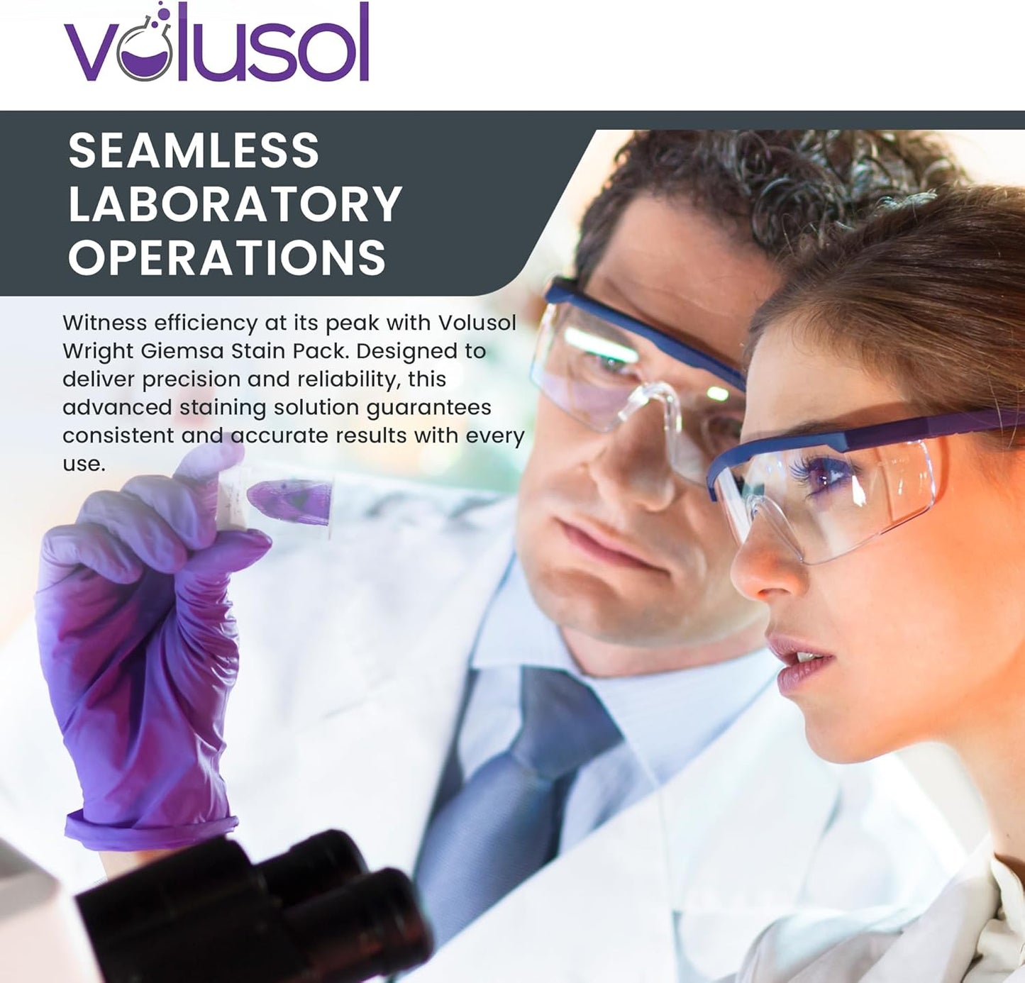 Volu-Sol Wright-Giemsa Stain Kit - Romanowsky Microscope Stain for Blood & Bone Marrow - 4 oz (118 ml) Each
