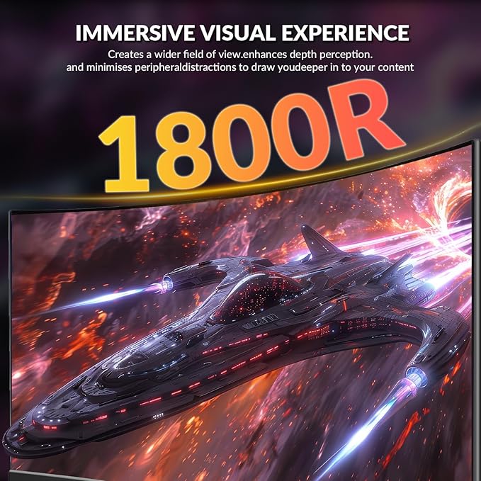ZZA 27" Curved Gaming Monitor, 280Hz FHD 1080P, 1800R VA Panel, 100% sRGB, AMD FreeSync, 1ms MPRT, Esports Ready Display, Flicker-Free, HDMI & DP, VESA Mount - Black