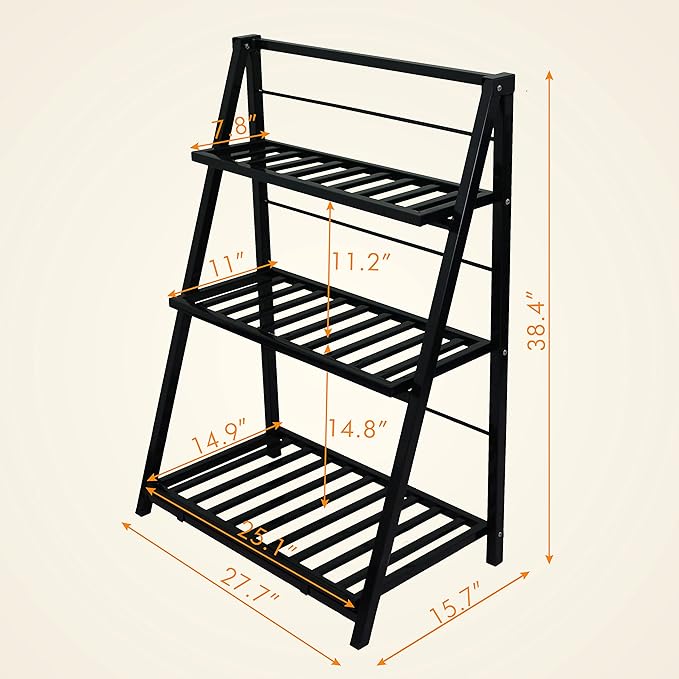 Gardzen Heavy Duty 3 Tier Metal Plant Stand, Flower Display Rack & Planter Shelf Holder for Indoor Outdoor Use, Clearance – Partial Coating Peels