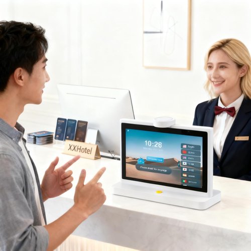 Skiennix 10-Inch Dual Screen Translator - 120 Languages, Touchscreen Device for Meetings & Hotels