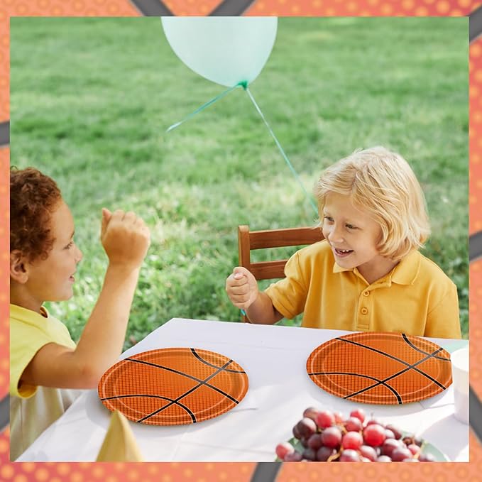 T-Antrix 40 Pcs Basketball Plates And Napkins Party Supplies, Basketball Birthday Decorations Disposable Paper Tableware Set Party Favors for Kids Serves 20
