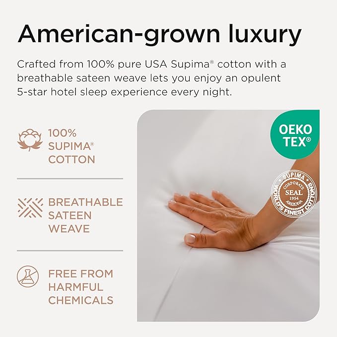 Threadmill Luxury Supima Cotton Sheets, Luxury 1200 Thread Count Soft 100% Cotton Sheets for Full Size Bed, 4 Pc White Bed Sheets Full Set, 5-Star Hotel Quality Deep Pocket Bed Sheets Set
