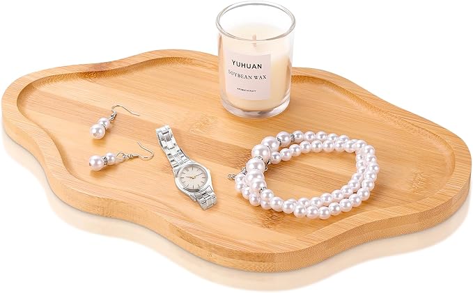 Wood Decorative Serving Tray for Candles Perfume, Cloud Jewelry Tray Trinket Dish, Wooden Trays for Coffee Table Home Decor